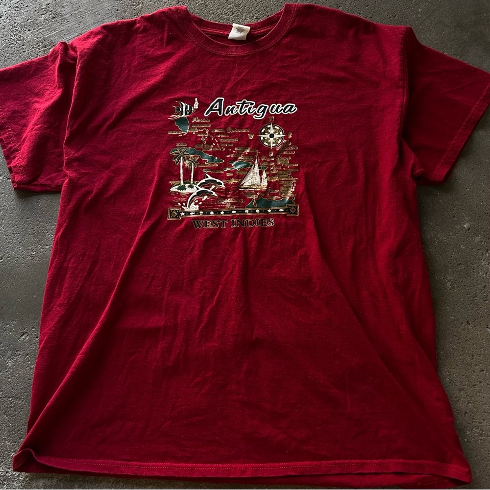 Antigua Red Graphic Men's Shirt- XL